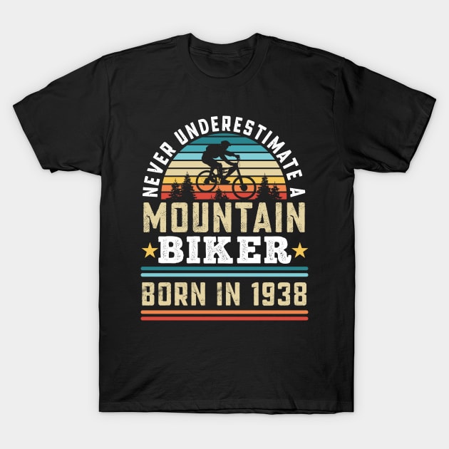 Mountain Biker born 1938 90th Birthday Gift MTB T-Shirt by qwertydesigns